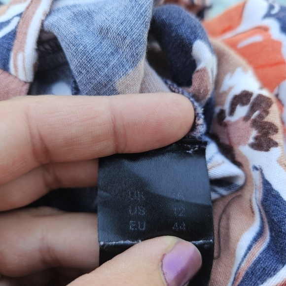 Julipa blue floral sleeveless shift dress with pockets linen-blend US 12 UK 16 - Picture 11 of 11